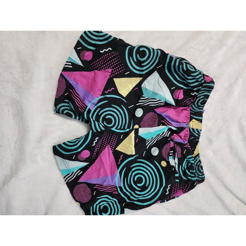 Super Massive Shorts Size Small Black Yellow Orange Pink Teal Geometric Mens